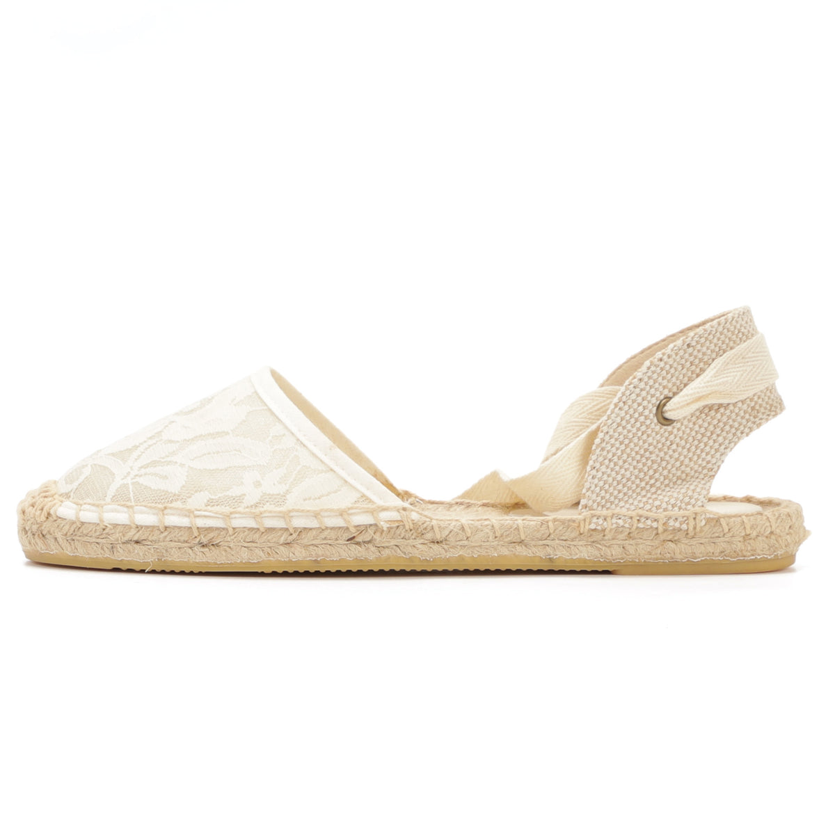 W-S859 White Fine Lace Espadrilles
