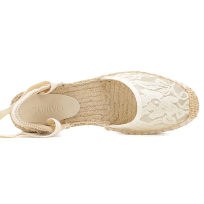W-S859 White Fine Lace Espadrilles