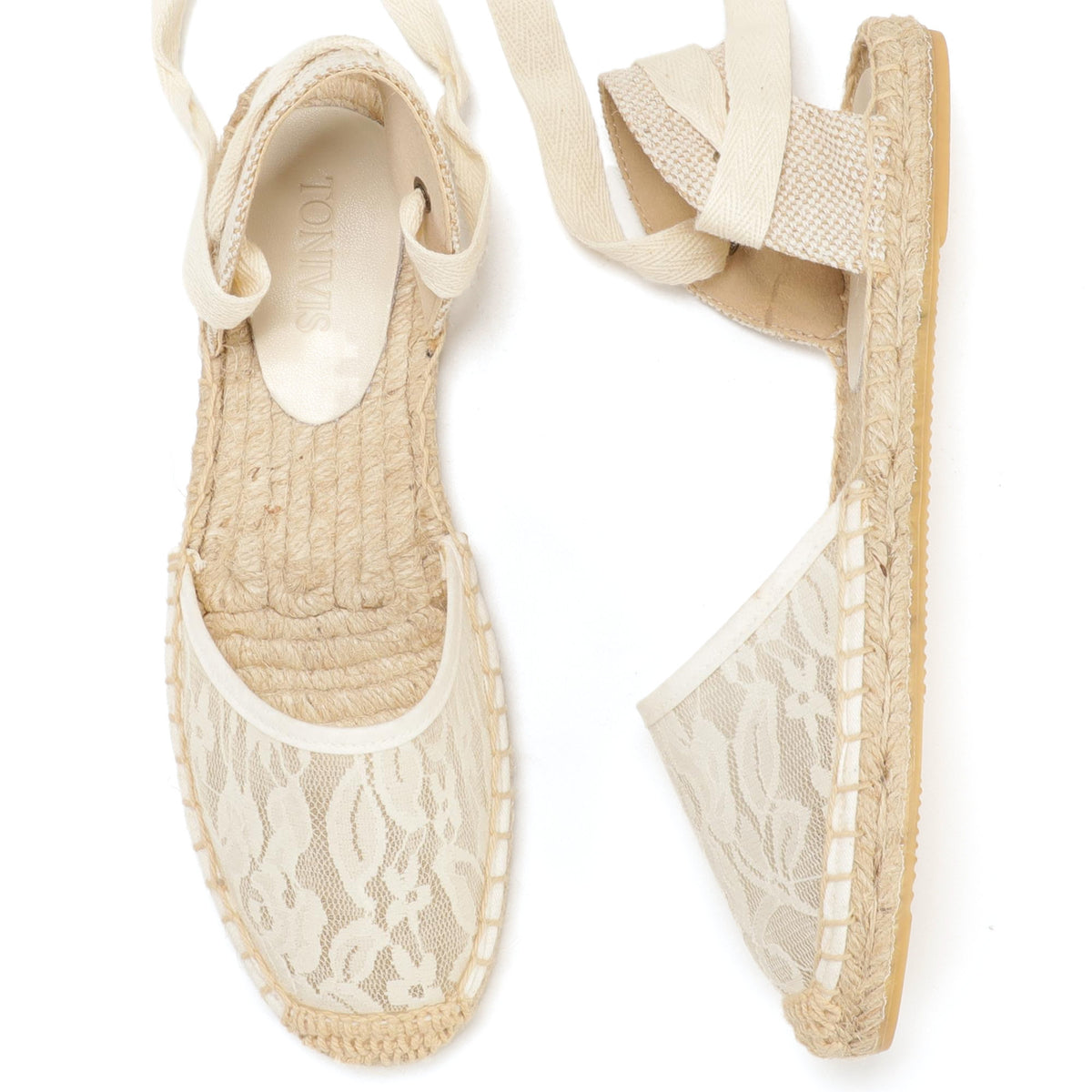 W-S859 White Fine Lace Espadrilles