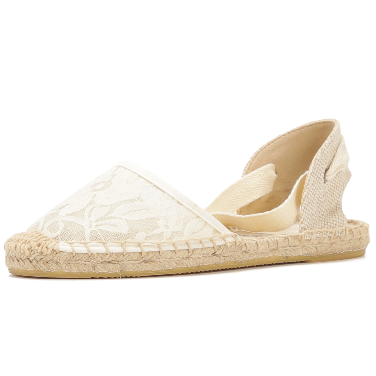 W-S859 White Fine Lace Espadrilles