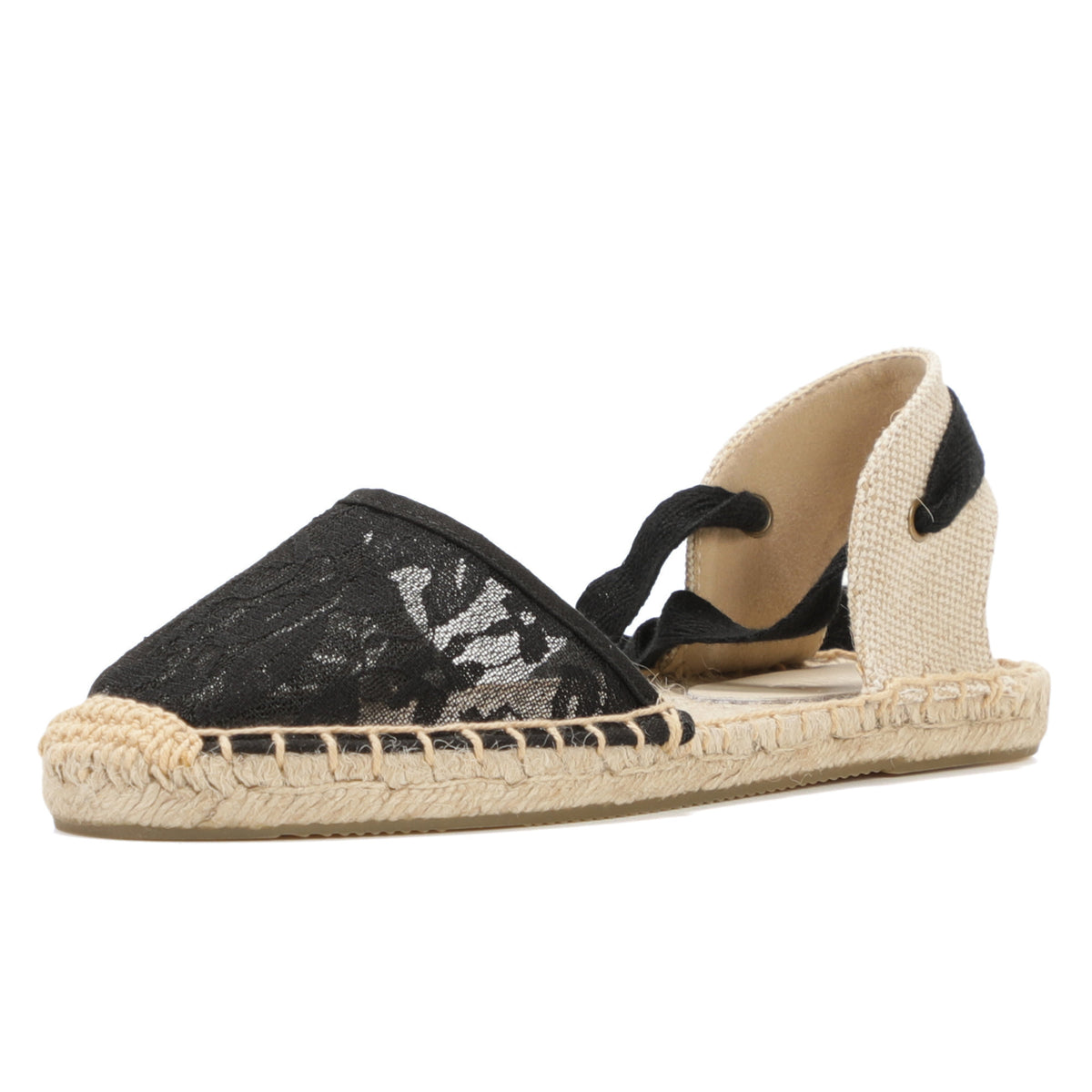 W-S860 Black Fine Lace Espadrilles