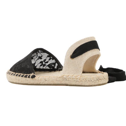 W-S860 Black Fine Lace Espadrilles