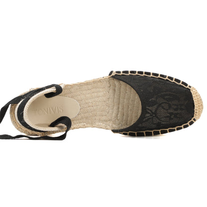 W-S860 Black Fine Lace Espadrilles