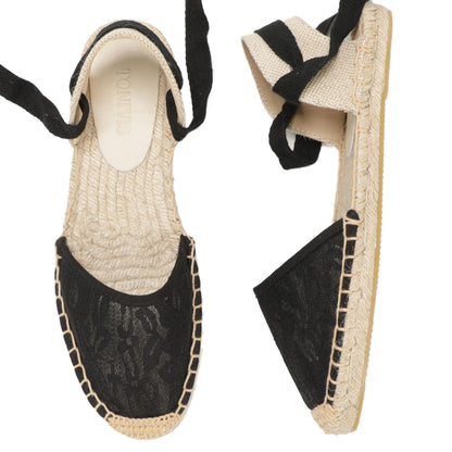 W-S860 Black Fine Lace Espadrilles