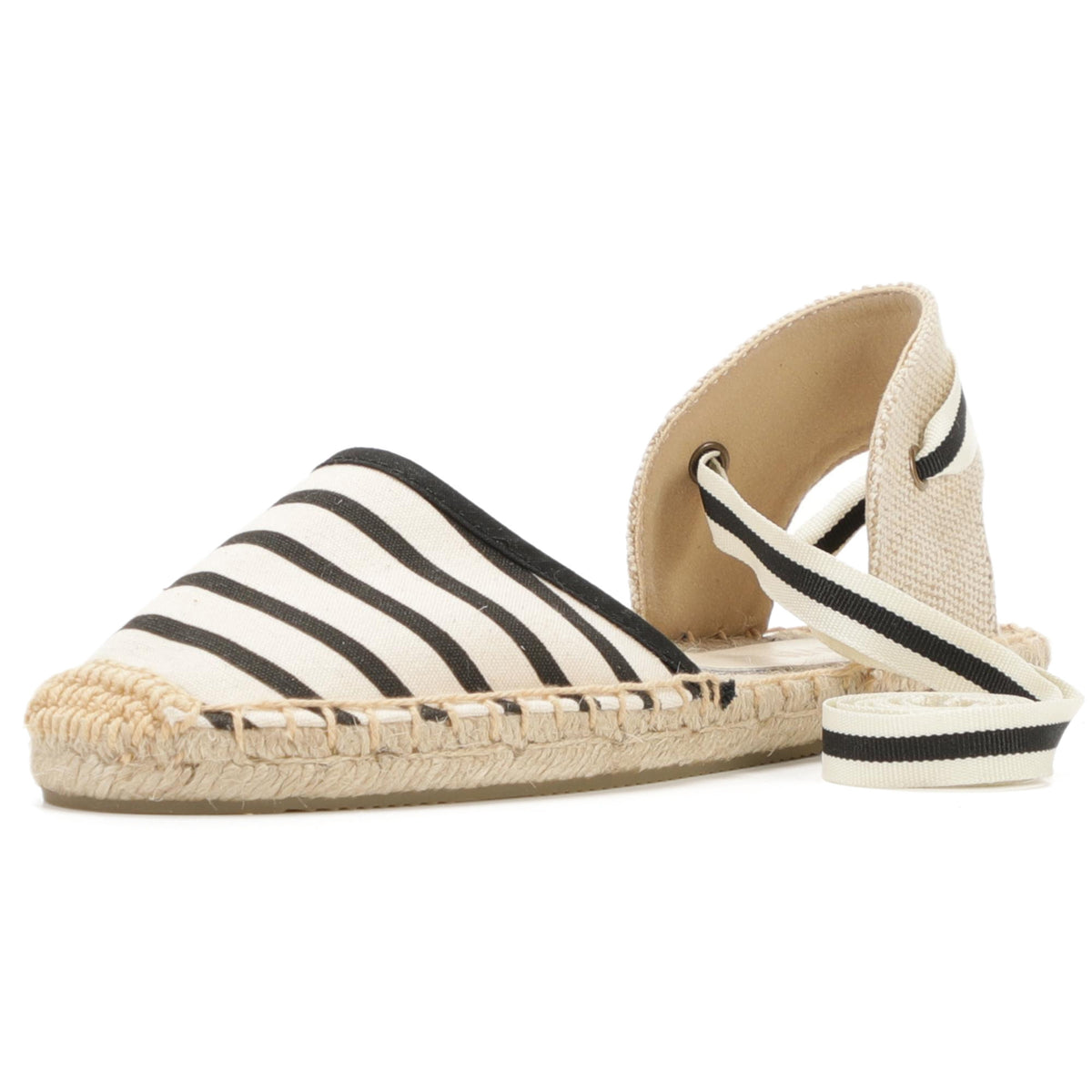 W-S861 Black Beige Stripes Espadrilles