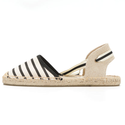 W-S861 Black Beige Stripes Espadrilles