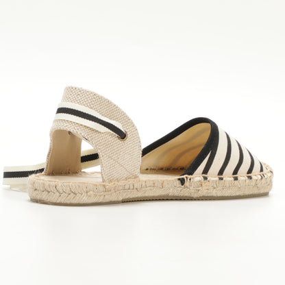 W-S861 Black Beige Stripes Espadrilles