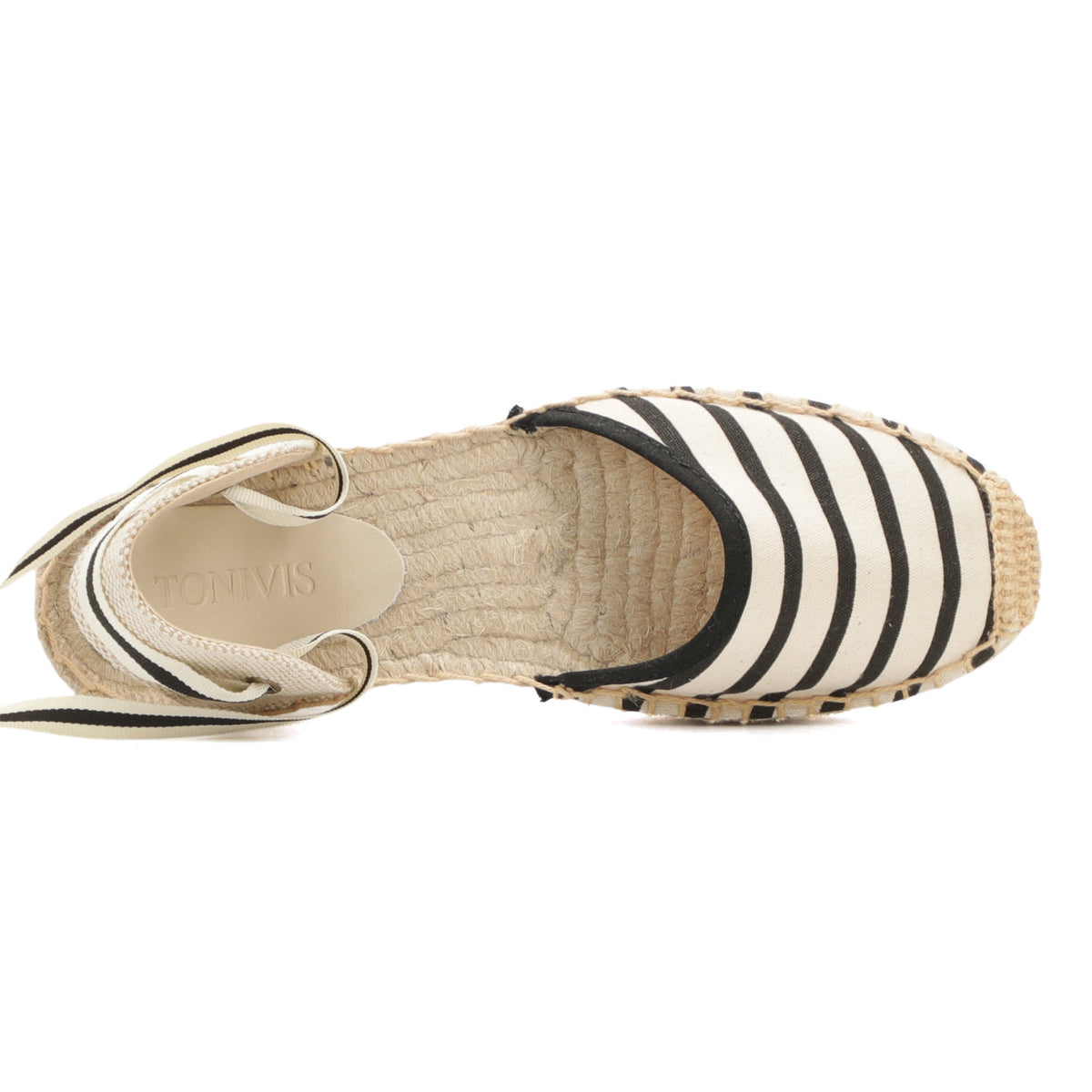 W-S861 Black Beige Stripes Espadrilles