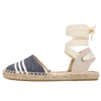 W-S867 Navy White Stripes Espadrilles