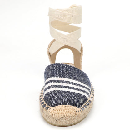 W-S867 Navy White Stripes Espadrilles