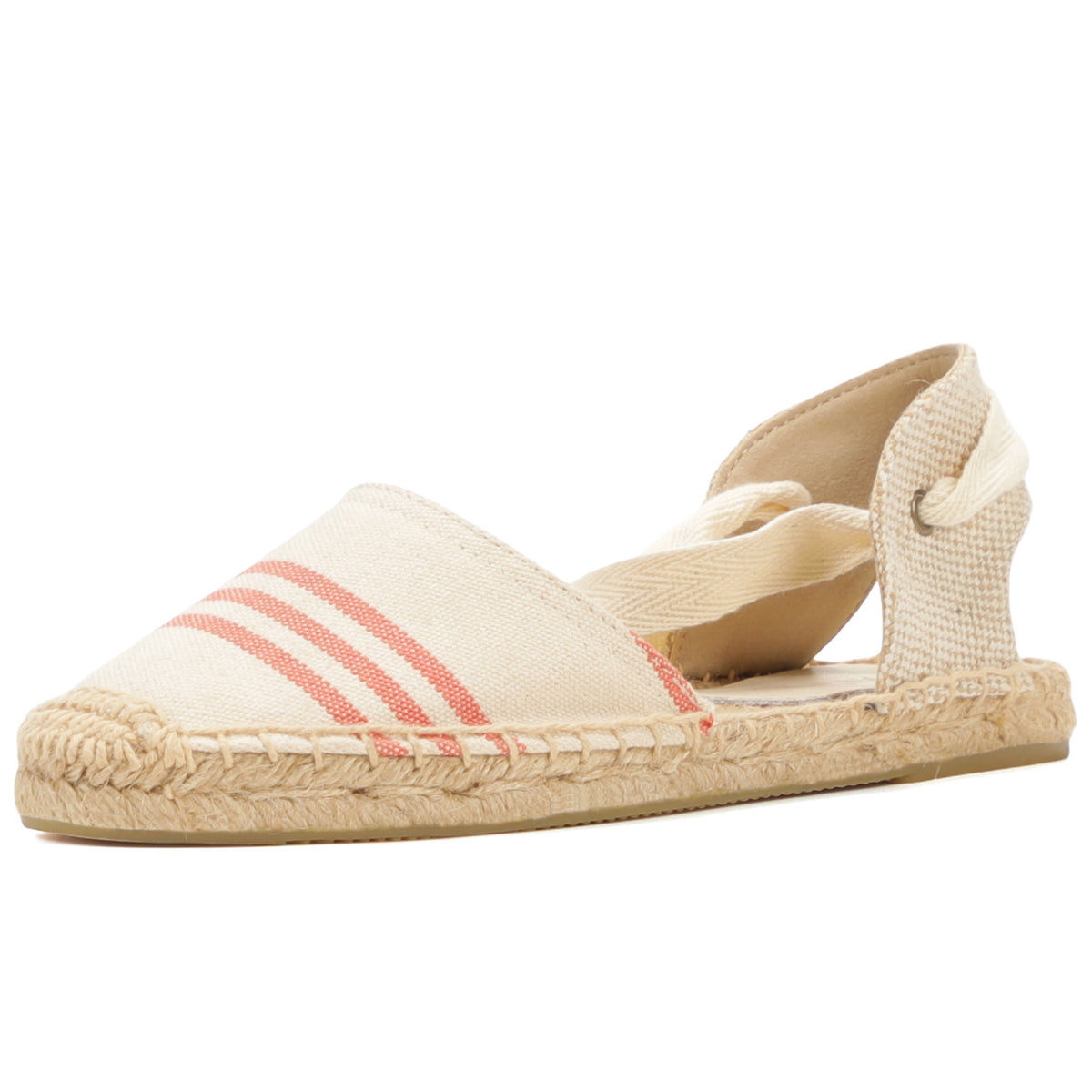 W-S868 Beige Red Stripes Espadrilles