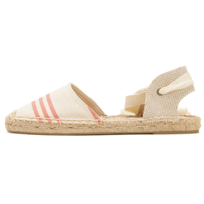 W-S868 Beige Red Stripes Espadrilles