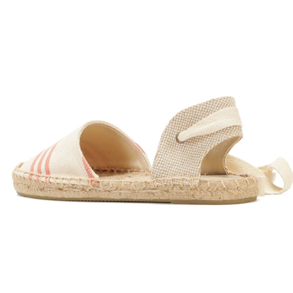 W-S868 Beige Red Stripes Espadrilles