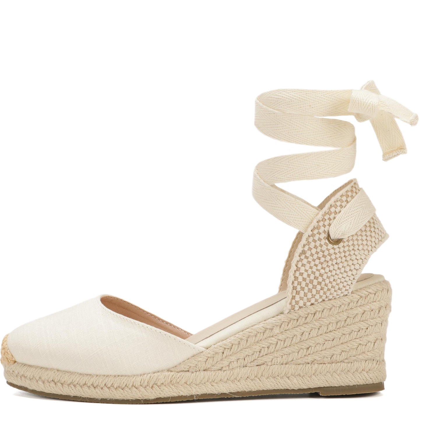 Women's linen espadrille wedge sandals 7CM white linen image 1