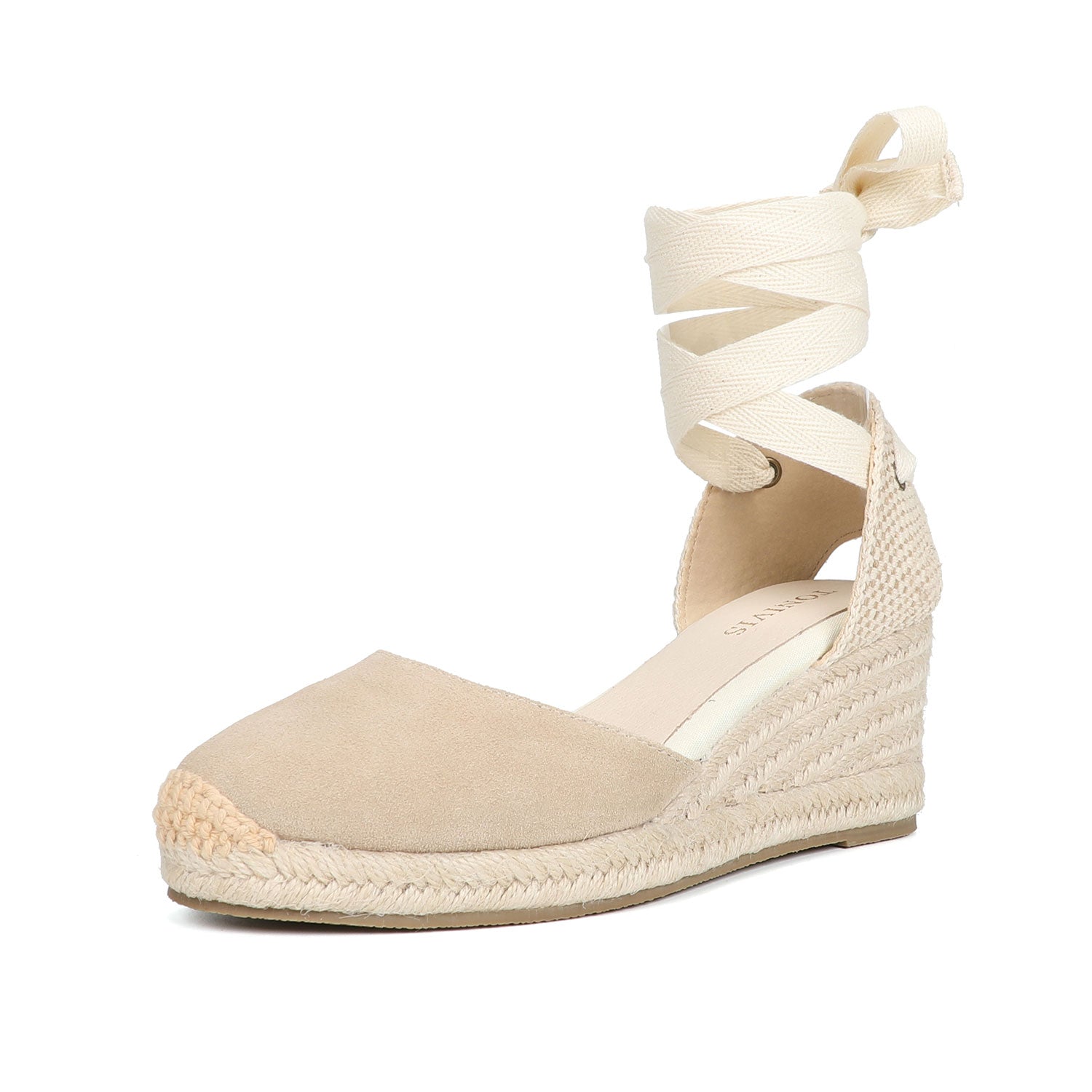 TONIVIS W-S908 beige suede 7cm wedge espadrille sandal side view