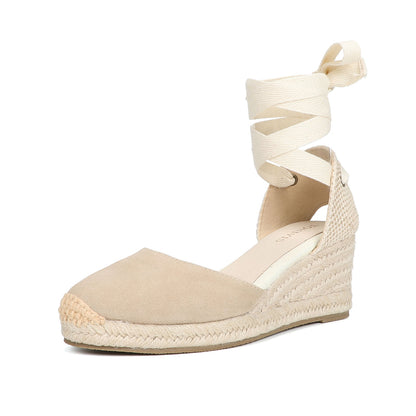 TONIVIS W-S908 beige suede 7cm wedge espadrille sandal side view