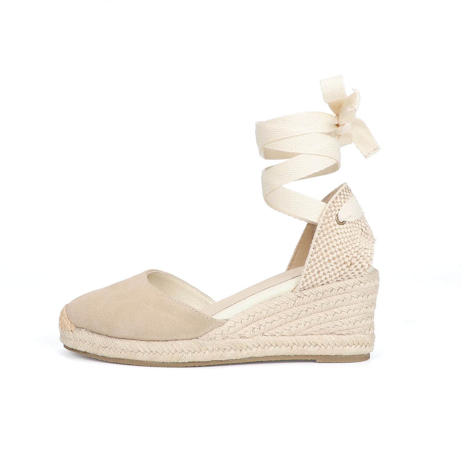 TONIVIS W-S908 beige suede wedge espadrille sandal detail
