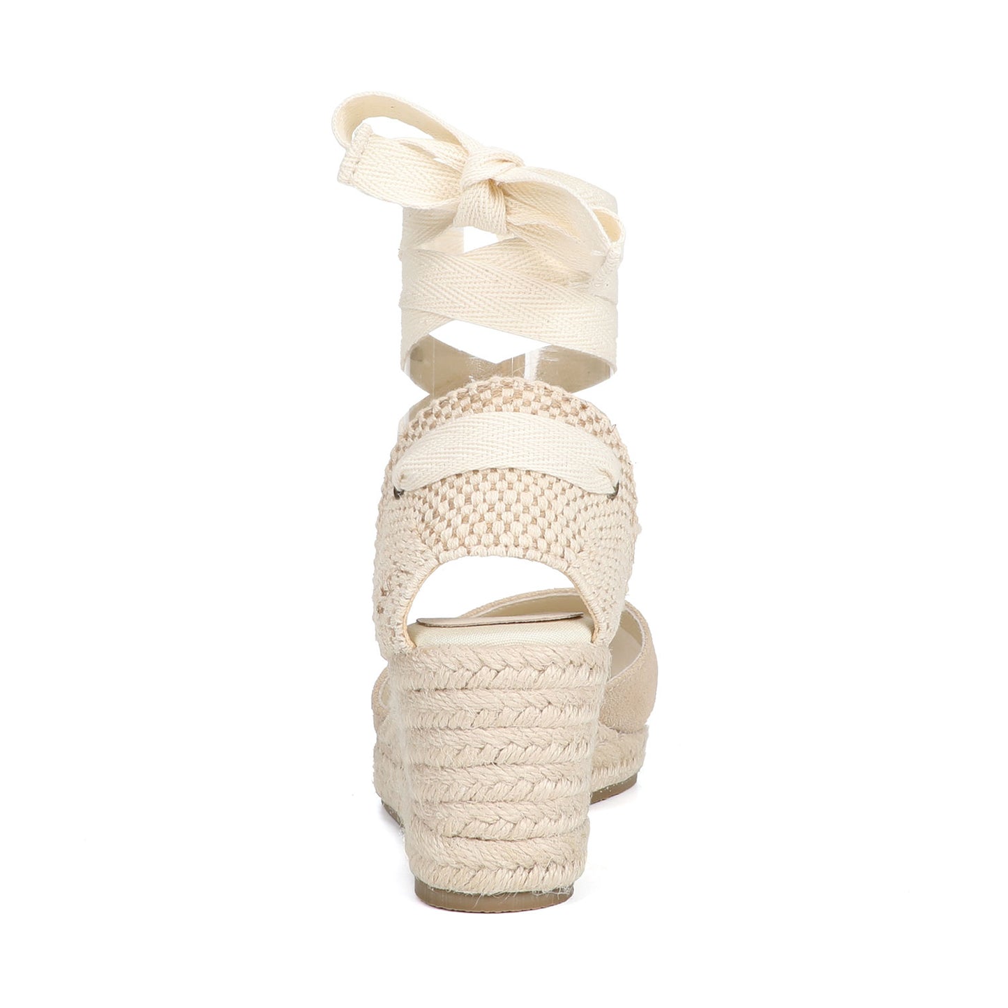 TONIVIS W-S908 beige cow suede wedge espadrille sandal texture