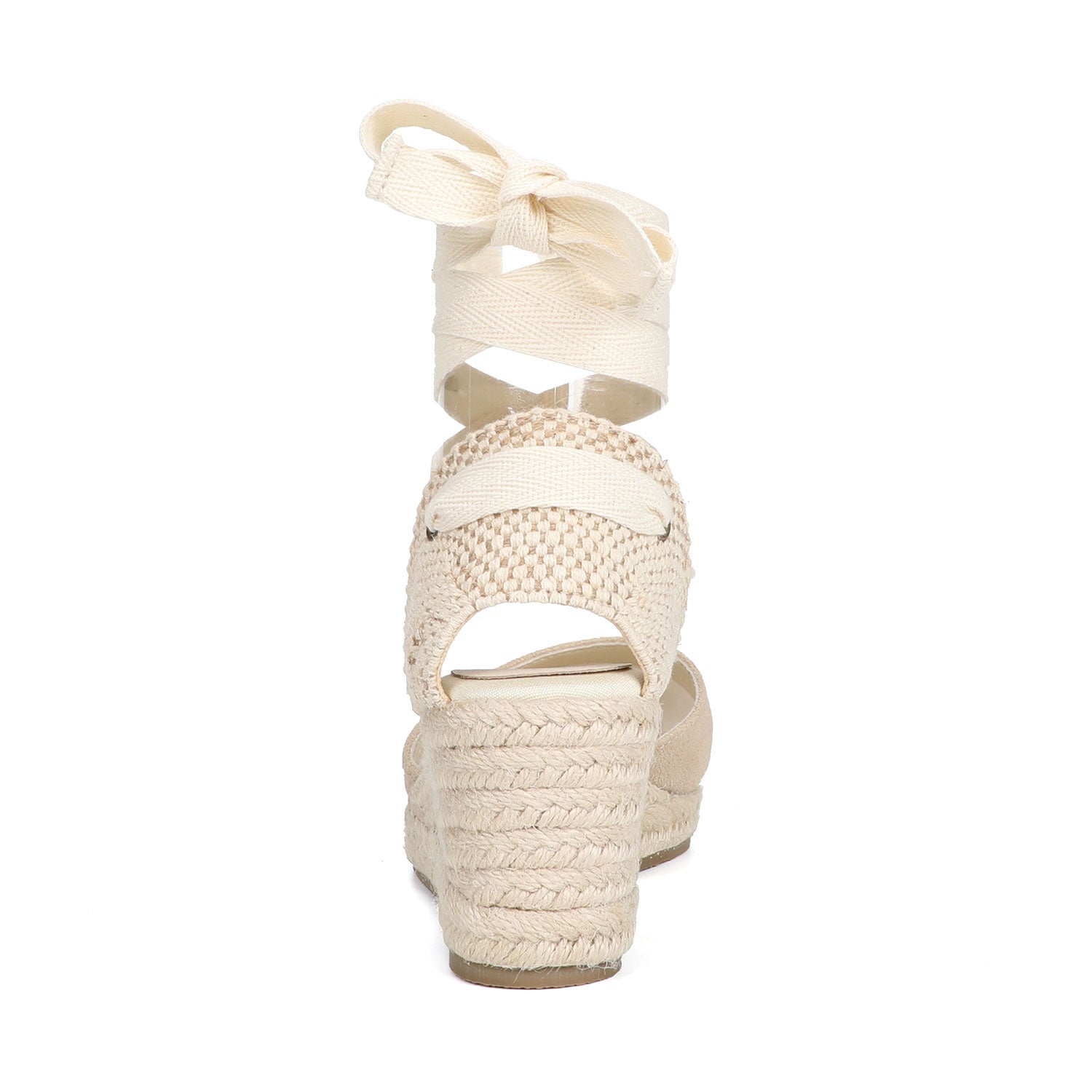 TONIVIS W-S908 beige cow suede wedge espadrille sandal texture