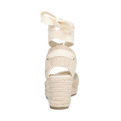 TONIVIS W-S908 beige cow suede wedge espadrille sandal texture