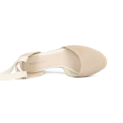 TONIVIS W-S908 beige suede espadrille wedge sandal lifestyle view