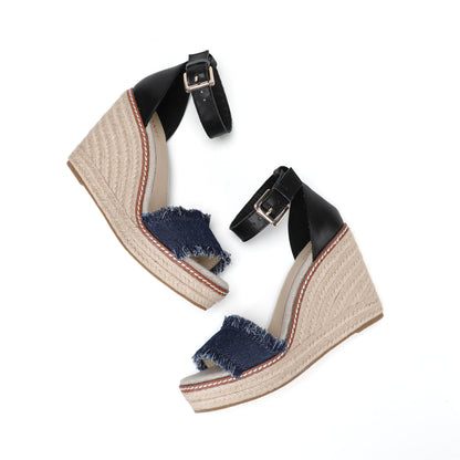 W-S912 Navy Blue Espadrille Wedges
