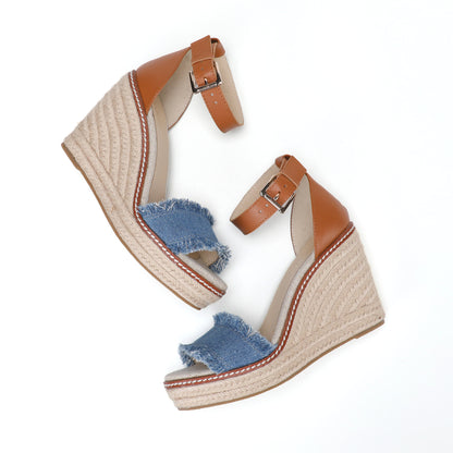 W-S913 Light Denim Blue Espadrille Wedges