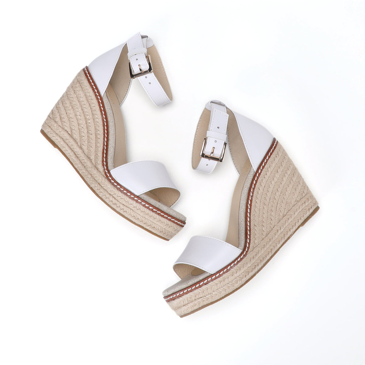 W-S916 White Espadrille Wedges