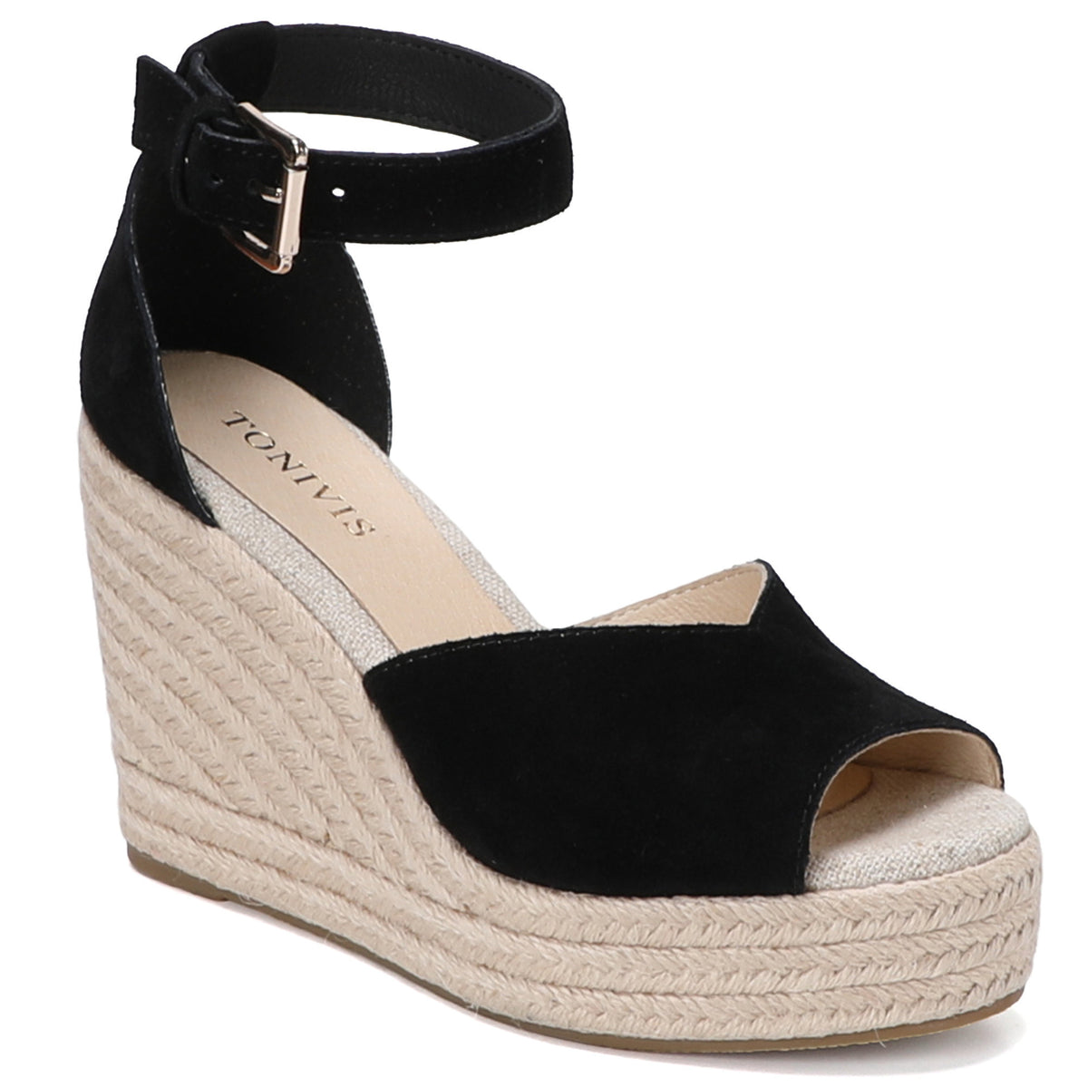 W-S923 Black Espadrille Wedges