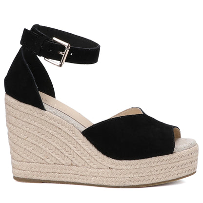 W-S923 Black Espadrille Wedges