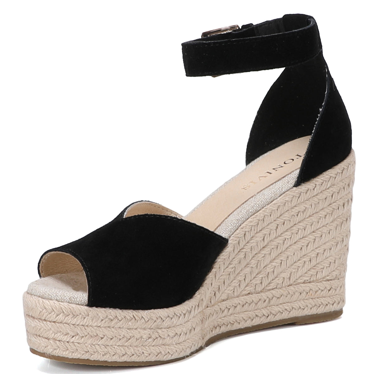 W-S923 Black Espadrille Wedges