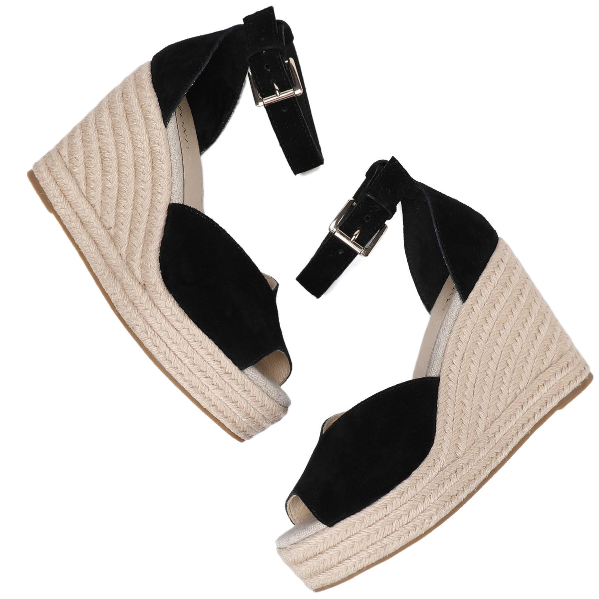 W-S923 Black Espadrille Wedges