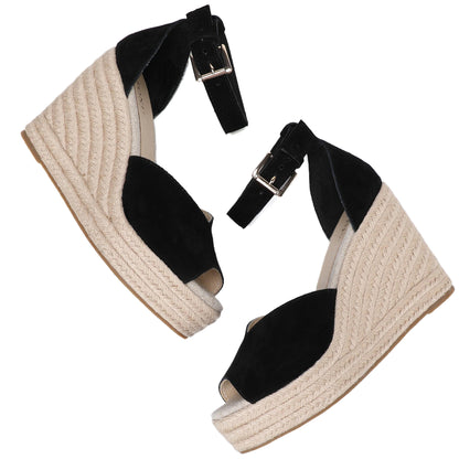 W-S923 Black Espadrille Wedges