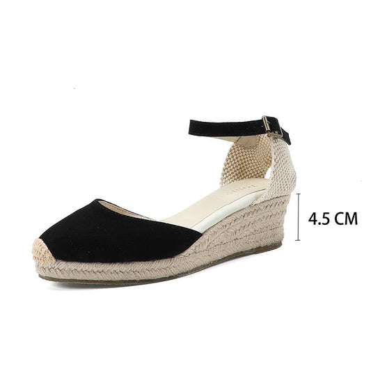 W-S930 Black 5cm Suede Espadrille Wedges