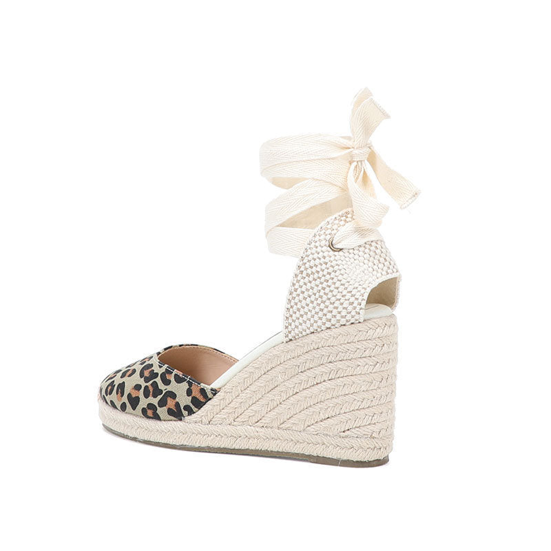 W-S936 Leopard Print Espadrille Wedges