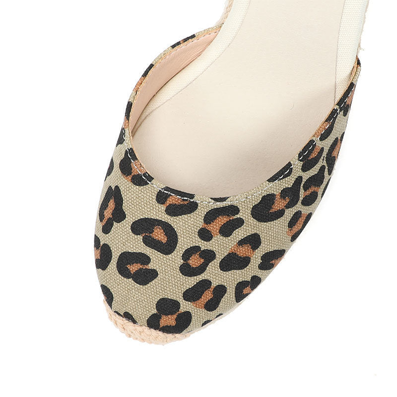 W-S936 Leopard Print Espadrille Wedges