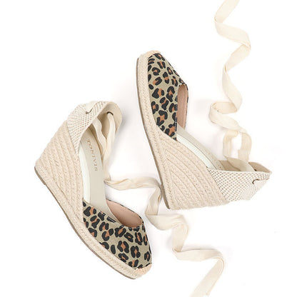 W-S936 Leopard Print Espadrille Wedges