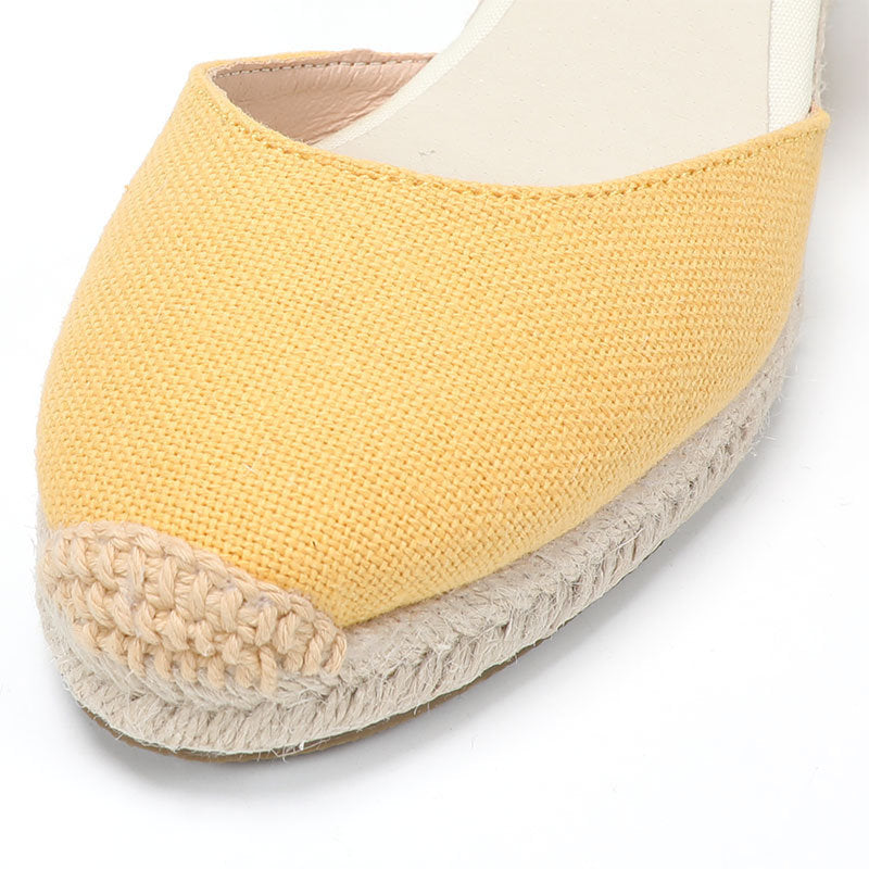 W-S937 Linen Yellow Espadrille Wedges