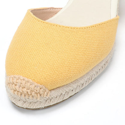 W-S937 Linen Yellow Espadrille Wedges