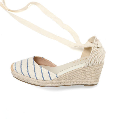 W-S940 Blue White Stripes Espadrille Wedges