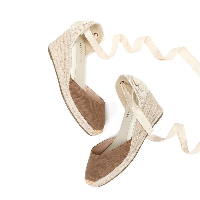 W-S941 Coffee Espadrille Wedges