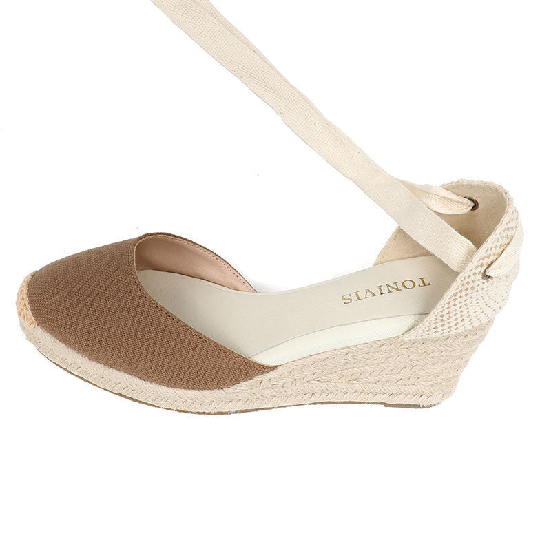 W-S941 Coffee Espadrille Wedges