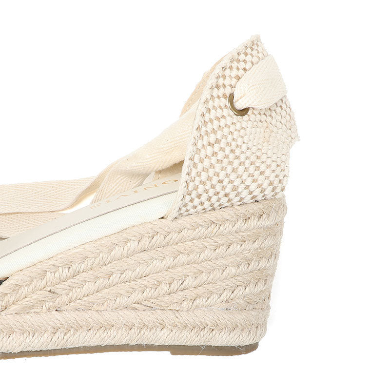 W-S942 Black Beige Stripes Espadrille Wedges