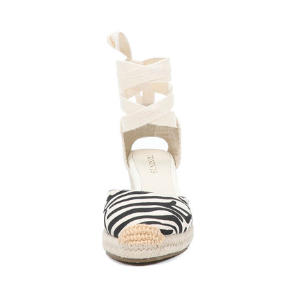 W-S944 Black Zebra Print Espadrille Wedges