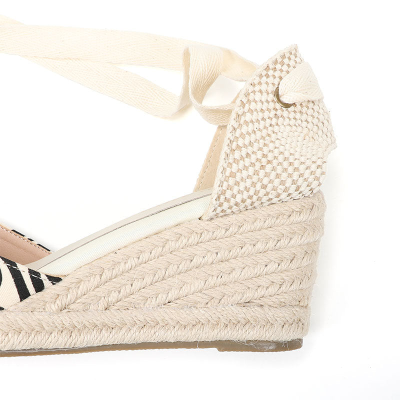 W-S944 Black Zebra Print Espadrille Wedges