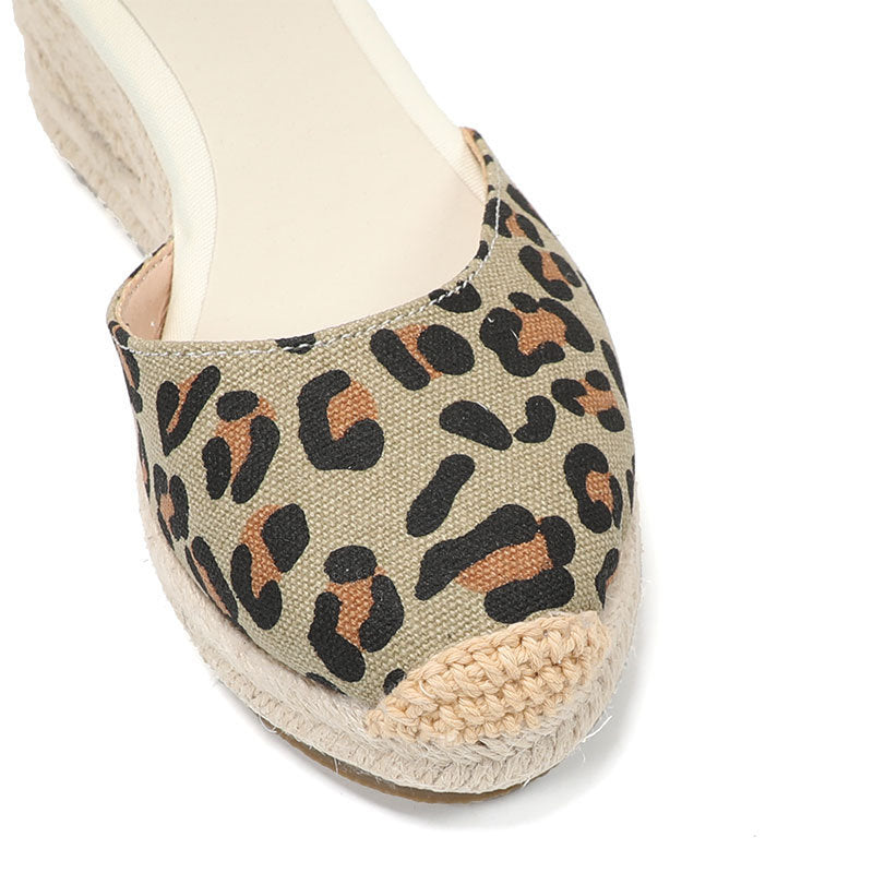 W-S946 Leopard Print Espadrille Wedges