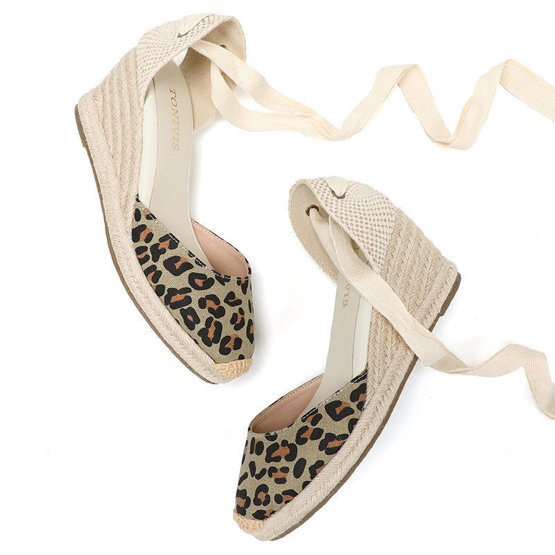 W-S946 Leopard Print Espadrille Wedges