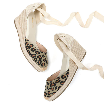 W-S946 Leopard Print Espadrille Wedges