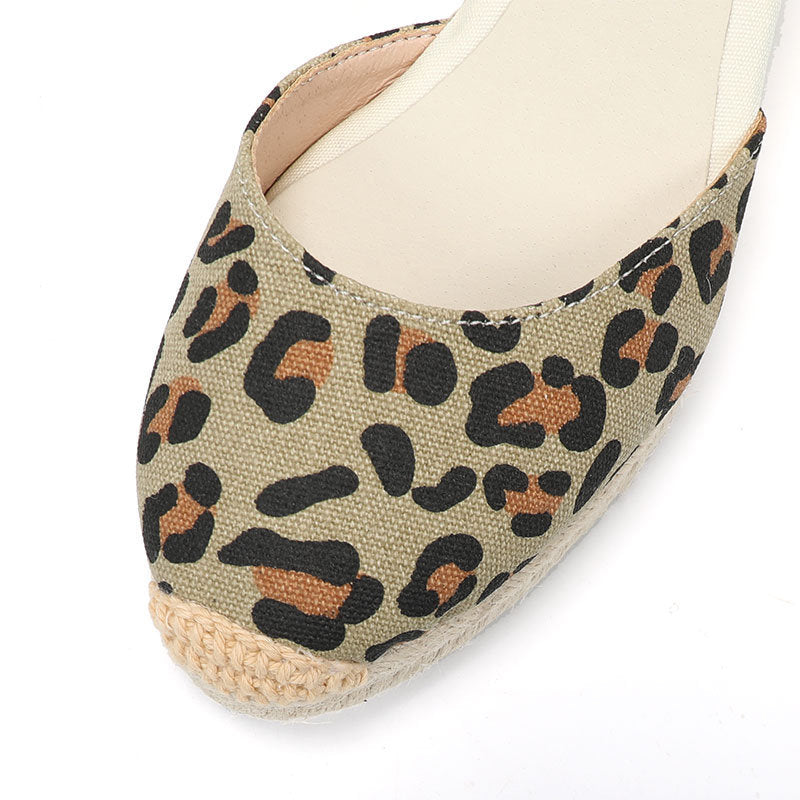 W-S946 Leopard Print Espadrille Wedges