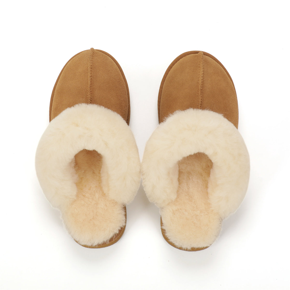 TONIVIS women's chestnut genuine leather slippers with 100% wool lining - view 1